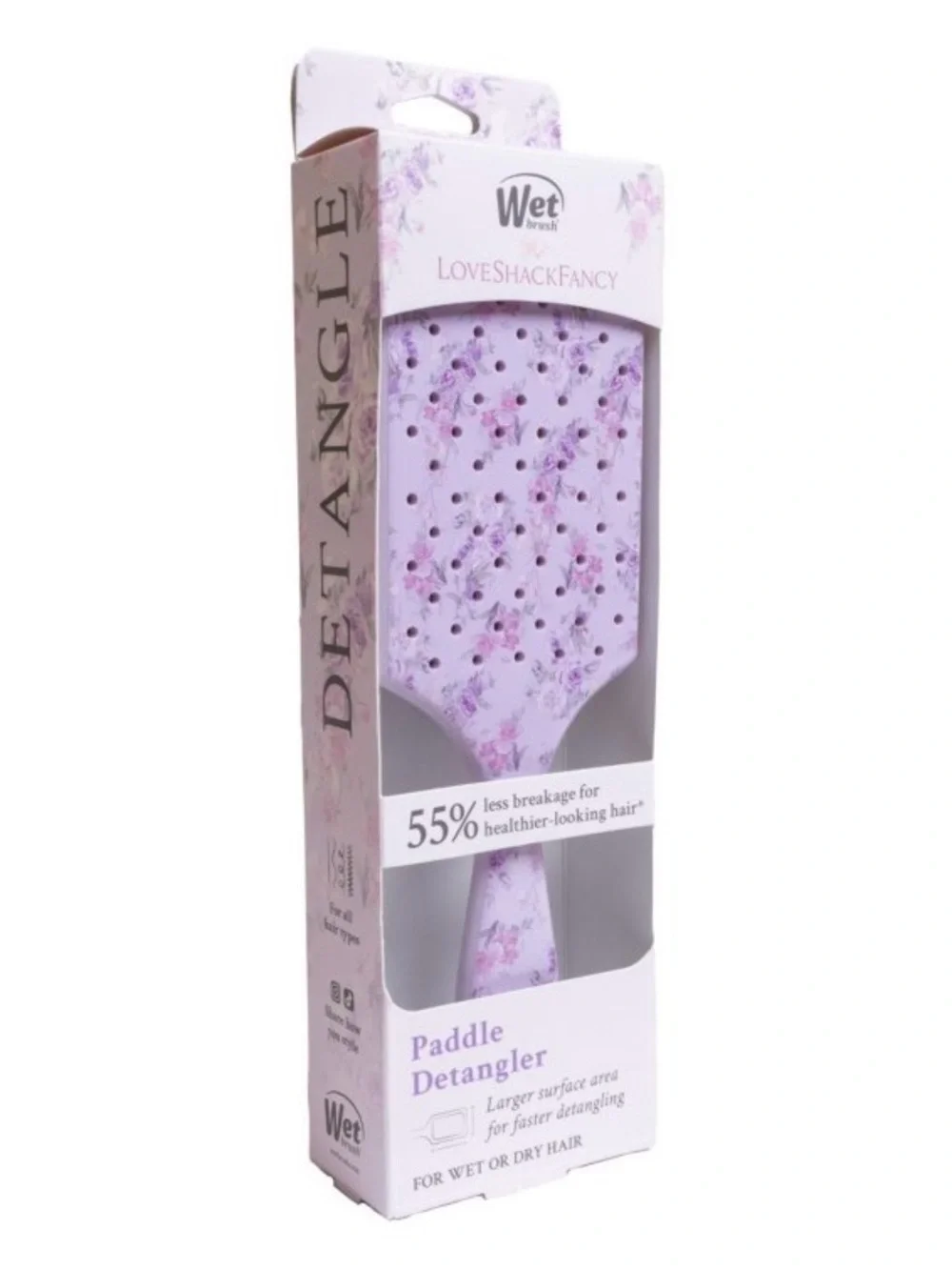 LoveShackFancy Lavender Floral Paddle Hair Brush